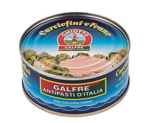 Ghiotto, Galfrè Antipasti d'Italia, Carciofini e Tonno, Antipasto pronto, Farcitura per Tramezzini e Panini, Ideale per Piatti a Base di Verdure, Formato Scorta da 6x160g