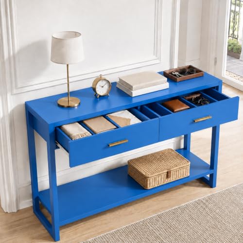 Image of 41.3 inch Modern Entryway Console Table with Foot-Sensor Light, Blue