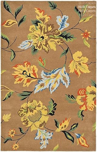 Image of 6x6 Ft Square Wool Rug - Hand-Tufted Woolen Carpet Ideal for Living Room Corners or Lounges