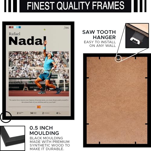 Image of BLINKART Roger Federer Tennis Player Synthetic Wood Photo Framed Wall Hanging Poster For Room & Office Bedroom Living Boys and Girl Room Home Wall Hanging(12 * 18 Inches)