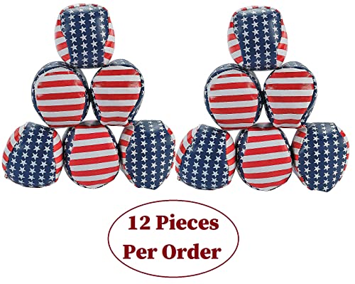 1-Dozen Stars and Stripes Patriotic Hacky Sack Style Vinyl Footbags 4th of July Party Favors and Games 2\" Dia. - Thumbnail 3