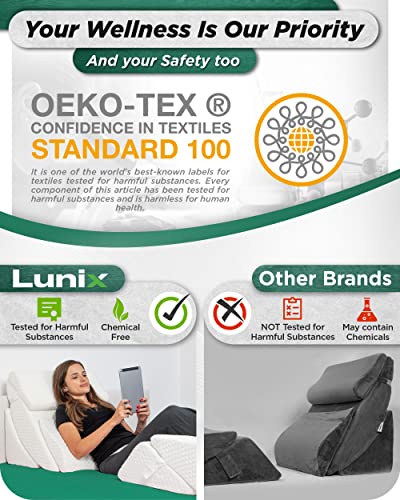 Lunix Lx13 6Pcs Orthopedic Bed Wedge Pillow Set, Post Surgery Memory Foam For Back, Neck And Leg Pain Relief, Sitting Pillow, Comfortable And Adjustable Pillows Acid Reflux And Gerd For Sleeping White #TOP7