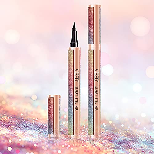 Awligaiy Shiny Starry Waterproof Liquid Eyeliner Sticky Eyeliner Long Lasting Smudge-Proof Eye Makeup,Quick Drying Formula Glides on Smoothly Eyelash Free Glue Festival Gift for Women Girl