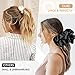 9.5 inch Silk Scrunchies - Jumbo & Giant Satin Scrunchies - Thick Elastic Fluffy Hair Ties for Women & Girls - 3 Pack (Black, Pink, Ivory)