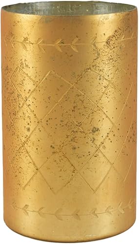 Miniatura 11 de Serene Spaces Living Jarrón cilíndrico de plata antigua, acabado de vidrio de mercurio hecho a mano de estilo vintage para bodas, fiestas, eventos,