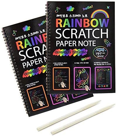 4 Pack Rainbow Scratch Paper Art Books for Kids, Magic Scratch Off Craft Kit for Girls and Boy Teen Birthday, DIY Party Favor, Christmas, Halloween, Coloring Fun Activity