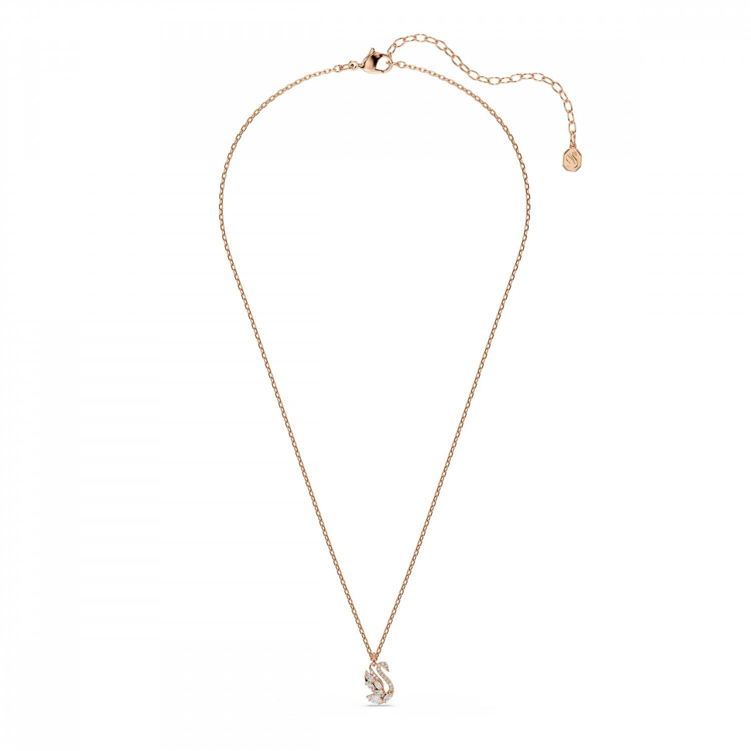 Swarovski Swan Collezione, Tagli misti, Cigno, Bianco, Placcato tonalità oro rosa