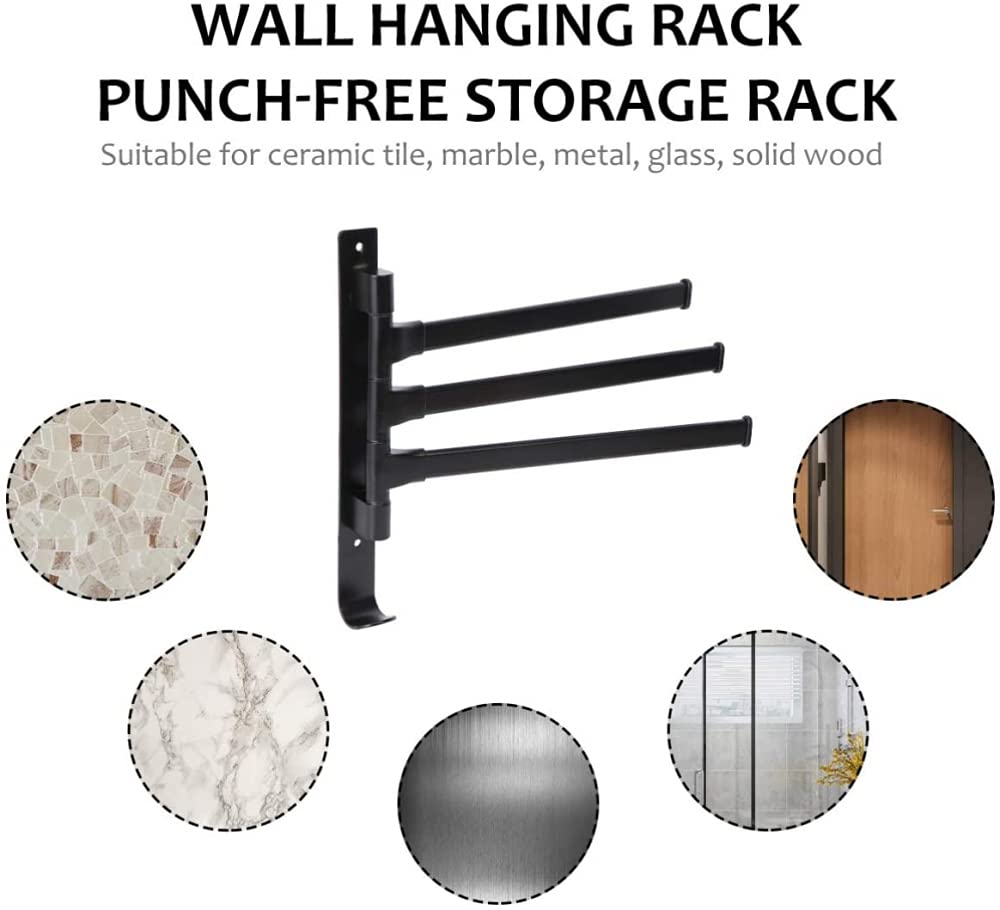 Toallero Giratorio Montado En La Pared Para Baño Perchero Giratorio Para Toallas Perchero De Cocina Negro Sin Perforador-265X340mm