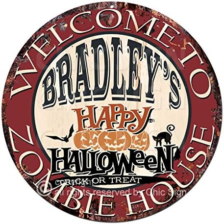Welcome to The BradleyS Happy Halloween Zombie House Chic Tin Sign Rustic Shabby Vintage Style Retro Kitchen Bar Pub Coffee Shop Man cave Decor Gift