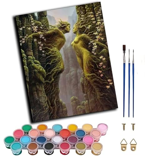 WANGWANGMIAO Pintura por Números para Adultos (Amante de las plantas Yamaki) 40X50 CM Kit de Pintura al óleo de Lienzo,con Pinceles Pigmento Acrílico Decoración del Hogar,con marco