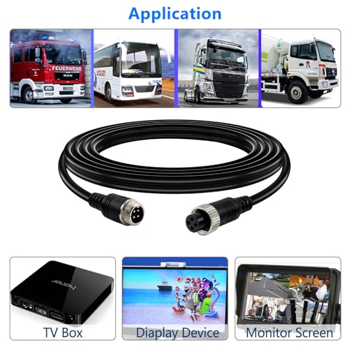 Image of Car Video Extension Cable 4 Pin Aviation Waterproof Shockproof for CCTV Rearview Camera Truck Trailer Camper Bus Motorhome Vehicle Backup Monitor System 16.5Ft /5M