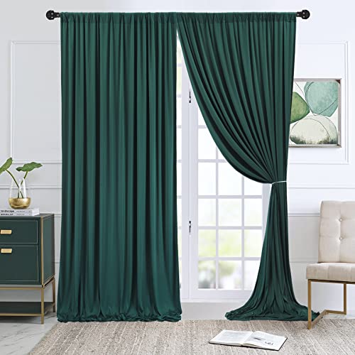 Image of 10x10ft Hunter Green Backdrop Curtain for Wedding Parties Wrinkle Free Fabric Dark Green Drapes Backdrop Decoration for Baby Shower Birthday Photography Decoration 2 Panels, 5ft x 10ft