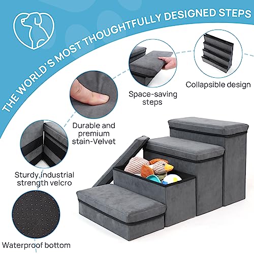 Foldable Dog Stairs 4 Tier Pet Steps, for Small Medium Dogs Pet Steps Storage Stepper for High Beds Sofa (4 Step) - Image 6