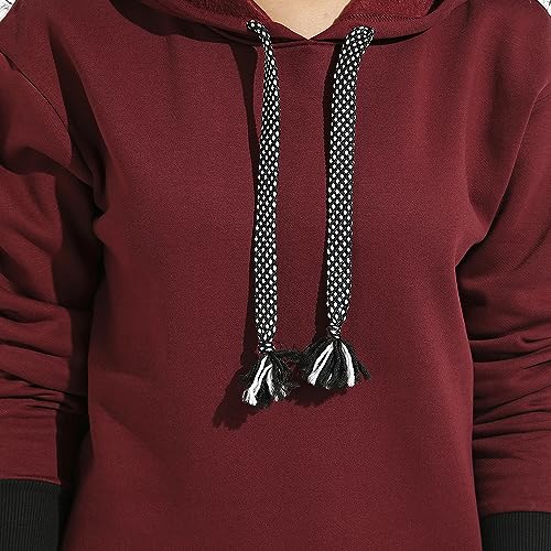Image of PINACOLADA Women's Colorblock Sweatshirt with Ribbed Hem for Casual Wear | Low-High Neck | Long Sleeve | Button Closure | Cotton Sweatshirt Crafted with Comfort Fit for Everyday Wear