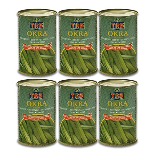 TRS Okra Pack de 6 (400 g por bolsa) – Calabacín indio fresco, precocido y sazonado con sal y ácido cítrico – Ideal para platos saludables y exóticos (12 x 400 g)