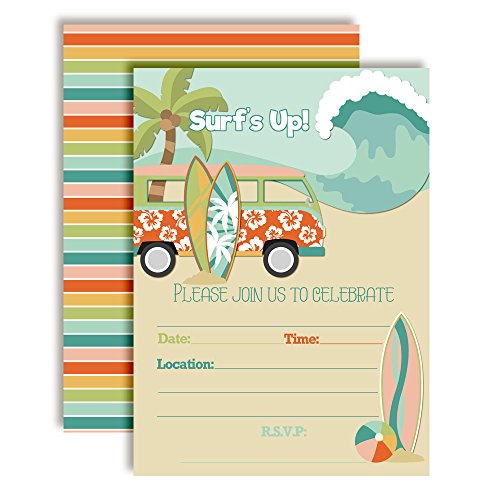 Invitaciones para fiesta de cumpleaños AmandaCreation Chasing A Wave 20 uds blancas 13x18 cm