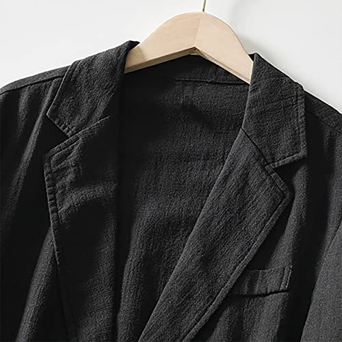 Mens Business Casual Jackets Lightweight Mens Loose Linen Cotton Blazers Lapel Collar Button Down Suit Blazer3