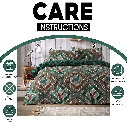 Olivia Rocco Skye Duvet Cover Set Stag Printed Design Easy Care Reversible Bedding Quilt Covers Polycotton Bed Linen with Pillowcases - Image 4