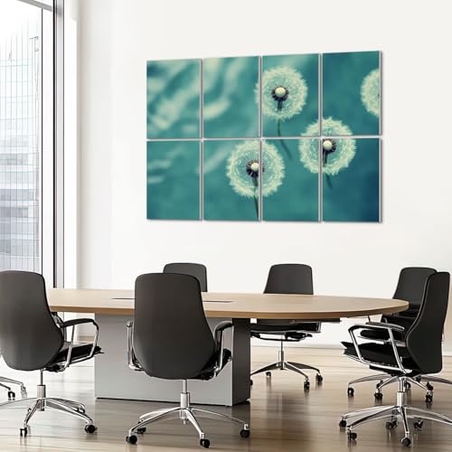 8 Pack Paneles Acústicos Artísticos Absorbentes de Sonido Verde Naturaleza Diente de León Paisaje Abstracto Flor Silvestre Decorativos Blancos Auto Adhesivos para Estudios de Grabación Oficina 48"x32" miniatura 7