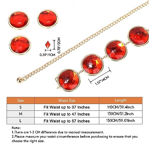 VONMELLI Halloween Cosplay Waist Belt for Women Adjustable Stone Chain Red Gems Belt for Halloween Costumes 6