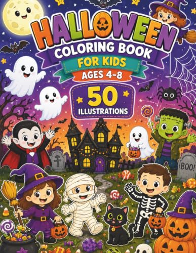 Halloween Coloring Book for Kids Ages 4-8: Fun & Spooky Trick-or-Treat Activity Book for Toddlers and Kids | 50 Cute and Easy Halloween Illustrations image 2