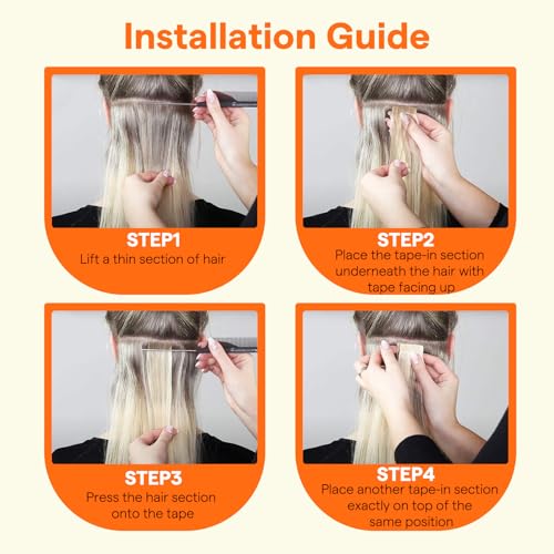 Image of Full Shine Virgin Tape in Extensions 12Inch Color 8 /8 /613 Remy Invisible Tape in Hair Extension Double Sided Seamless Skin Weft Real Human Hair Straight 20 PCS 30 Gram for Woman Add Volume Natural