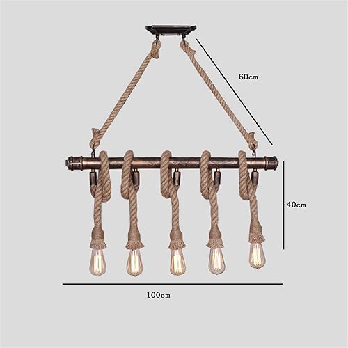 Miniatura 2 de Lámpara colgante vintage industrial Iluminación cuerda de cáñamo retro isla colgante lámpara colgante lámpara colgante lámpara de techo with5 luces