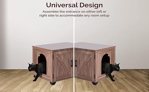 Arf Pets Cat Litter Box Enclosure Furniture, Large Hidden Cat Washroom Bench With Storage, Entry Door Can Be Assembled On Either Side #TOP2