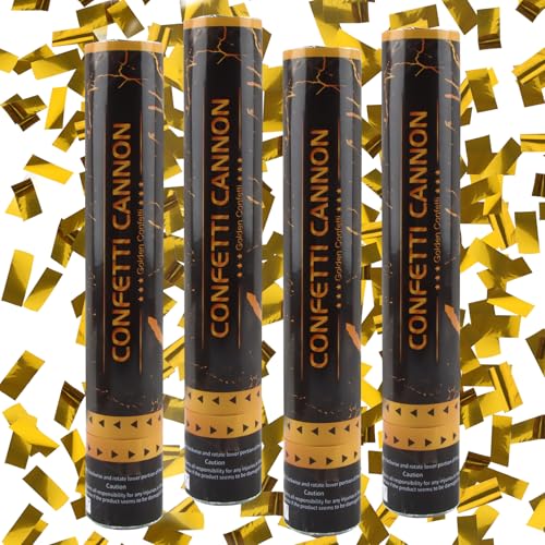 FePen Cannone Spara Coriandoli Oro*4, Tubo Spara Coriandoli, Spara Coriandoli Laurea, Spara Coriandoli Matrimonio, per Laurea, Compleanni, Matrimonio, Feste, San Valentino (D'oro)
