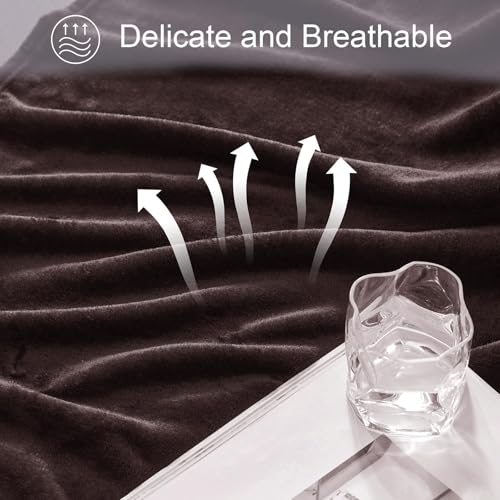 Exclusivo Mezcla Kuscheldecke Fleece Decke für Couch, Superweiche und Warme Sofadecke Wohndecke für Ganzjahreszeit, Plüsch und Leicht, 130 x 170 cm, Braun
