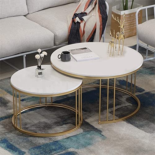 Image of Coffee Table Round Sofa Small Side Table Nesting Table, Modern Negotiation Tables Combination Table, Suitable for Living Room Bedroom Side Table