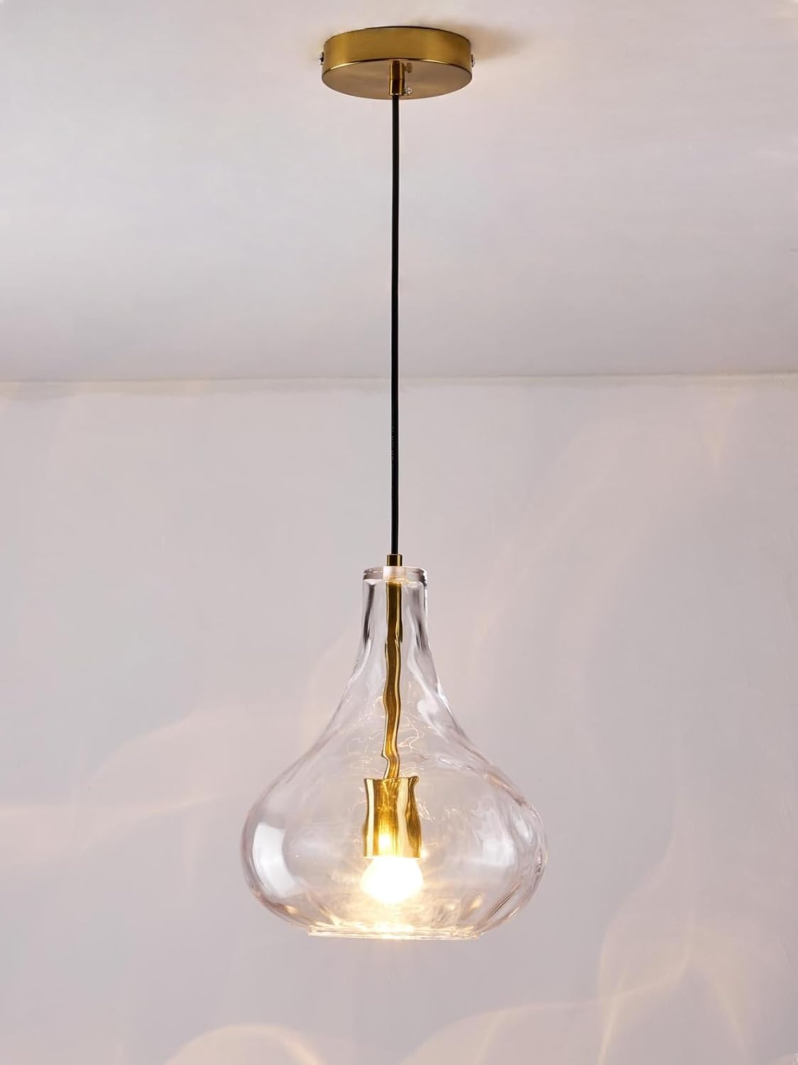 Glass Pendant Light, Modern Glass Pendant Lighting for Kitchen Island, Adjustable Hanging Ceiling Light Clear Glass Shade for Kitchen Island Dining Room Bedroom Entryway