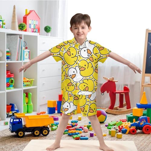 Image of visesunny Boy Floral Short Sleeve Button Down Shirt & Casual Shorts Set Summer Outfits 3-10 Years Clothes