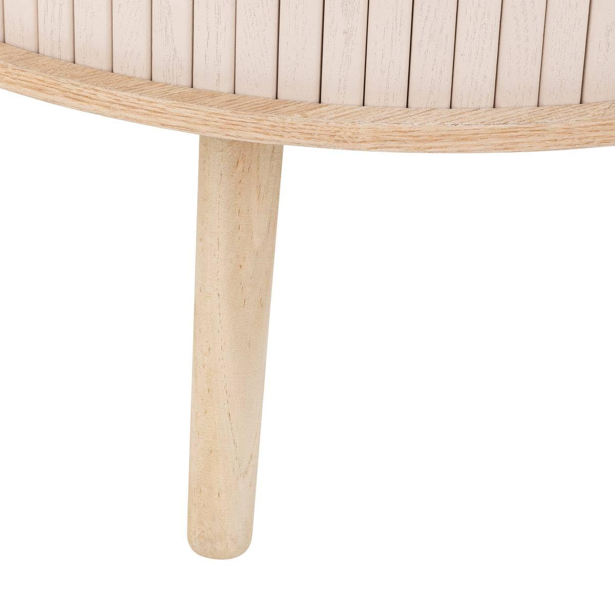 Atmosphera - Mesa de Centro Redonda Nysos, Beige y Madera, 60 x 41 cm de Profundidad, Puertas correderas de Listones - para salón, Mesa Auxiliar
