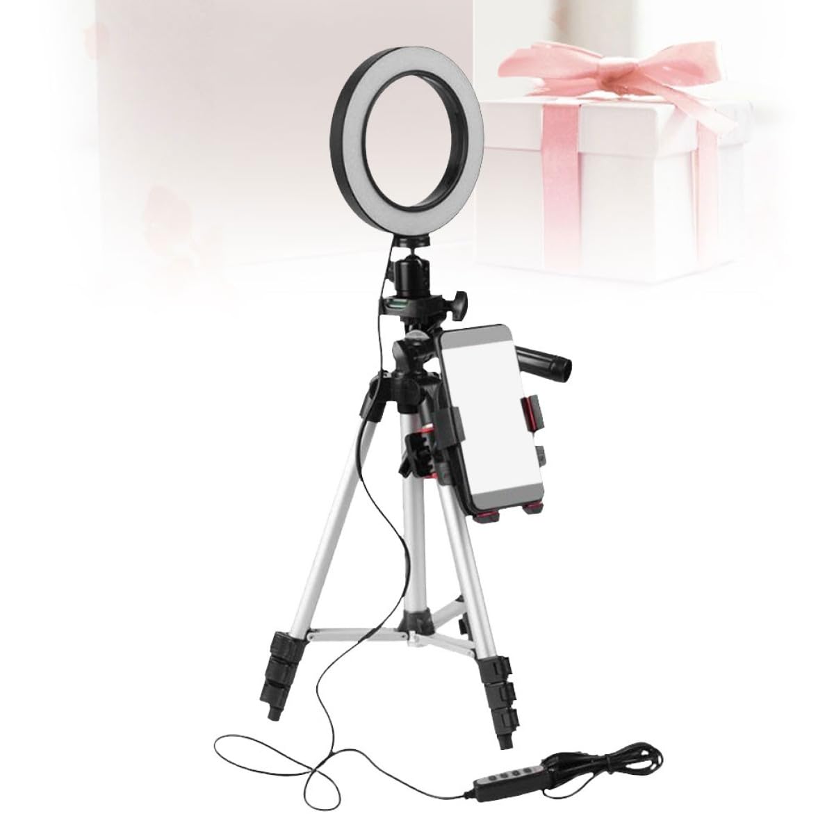 Sosoport Ringlicht Mit Stativ Und Led-licht Für Handy Dimmbares Selfie-ringlicht Mit Verstellbarer Handyhalterung Kompatibel Für Make-up Und Videoaufnahmen Bei Nacht