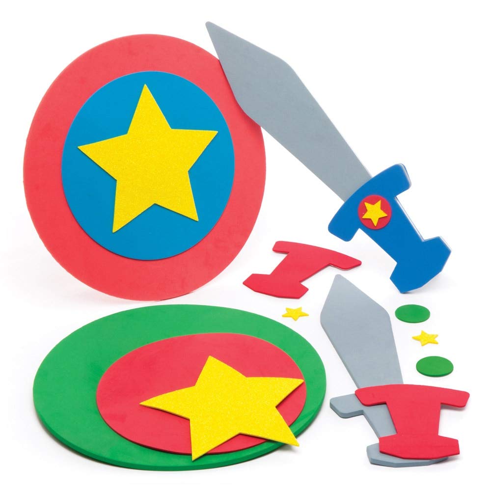 Baker Ross AW555 Star Hero Sword & Shield Kits (Pack of 2)
