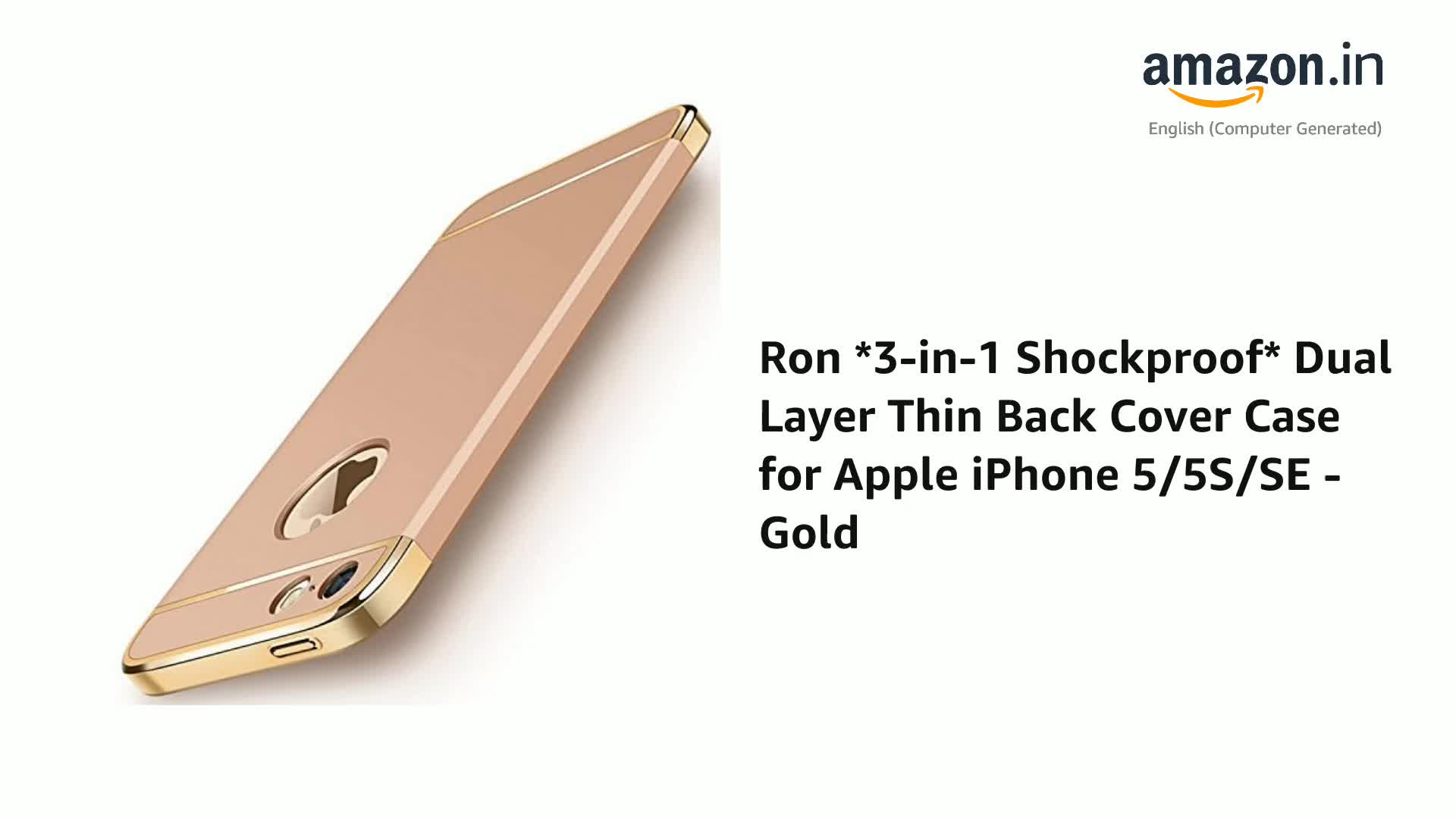 Ron Back Cover for Apple iPhone 5/5S/SE (Plastic | Gold) : Amazon