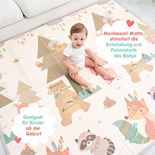 Baby Speelmat 180x200x1.5cm XXL Omkeerbare Foam Vloermat - Baby Speeltapijt - Zintuiglijke Ontwikkeling Speelkleed Cadeau Schatje (G) - Afbeelding 5