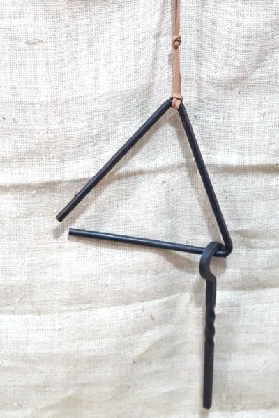 Large Western Dinner Triangle Calling Bell Rustic Decor Chuck Wagon Hand Forged for DIY Decorative Wall Shelf, Bedroom/Kitchen/Office Shelves