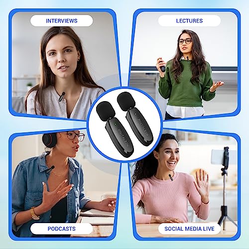 Digitalzen Professional Wireless Lavalier Lapel Microphone Cellphone Microphone Lav Mic For Iphone - Perfect For Podcast Vlogging Streaming Tiktok Youtube #TOP1