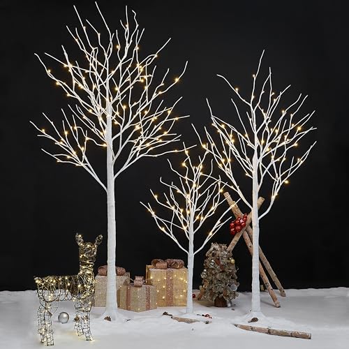 Set-of-3-Lighted-Birch-Tree-4FT-6FT-and-8FT-LED-Artificial-Tree-for-Decoration-Inside-and-Outside-Home-Patio-Wedding-Festival-Christmas-Decor-Warm-White Set of 3 Lighted Birch Tree 4FT 6FT and 8FT LED Artificial Tree for Decoration Inside and Outside Home Patio Wedding Festival Christmas Decor Warm White