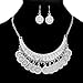 QIAN0813 Dancing Gypsy Jewelry Ethnic Coin Bib Necklace Drop Earring 2 Pcs Jewelry Set Women Exotic Bohemian Accessories (Antique Silver)