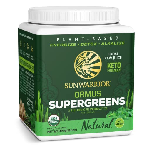 Sunwarrior-Vegan-Organic-Greens-Probiotic-Powder-2-Billion-CFU-Probiotics-Organic-Raw-Juice-Soy-Free-Gluten-Free-Dairy-Free-Sugar-Free-Kosher-Natural-90-Servings-Ormus-Supergreens