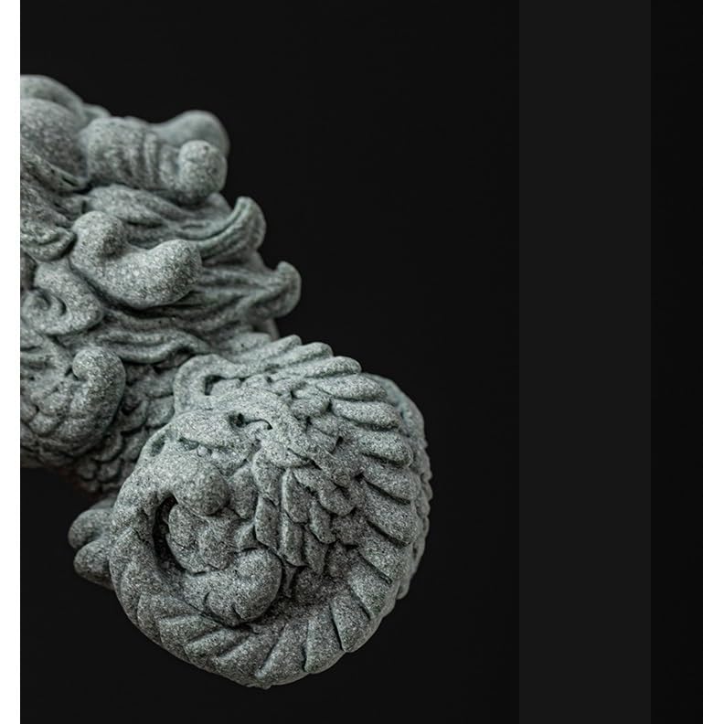 Statua fatta a mano a forma di tè per animali domestici, in arenaria verde, drago della fortuna, tartaruga, ornamento per animali domestici, decorazione per la scrivania, accessori per la tavola