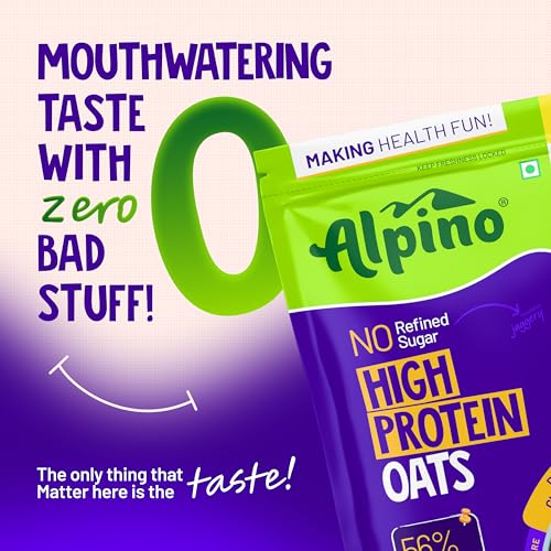 Image of ALPINO 27% High Protein Oats Dark Chocolate 1kg - Rolled Oats, Protein Blend, Jaggery Powder, Cocoa Powder, Nuts & Seeds - 27g Protein, Source of Dietary Fibre & Healthy Fats, No Refined Sugar & Salt