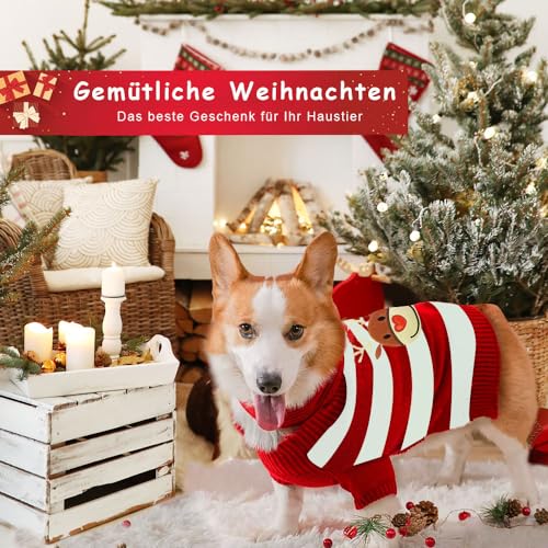 LATRAT Weihnachten Hundepullover,Hundepullover,Weihnachts-Elch-Kleidung, Weihnachts-Kostüm, Warm Welpe Klein Mittel Hunde (S, Rot-Elch)