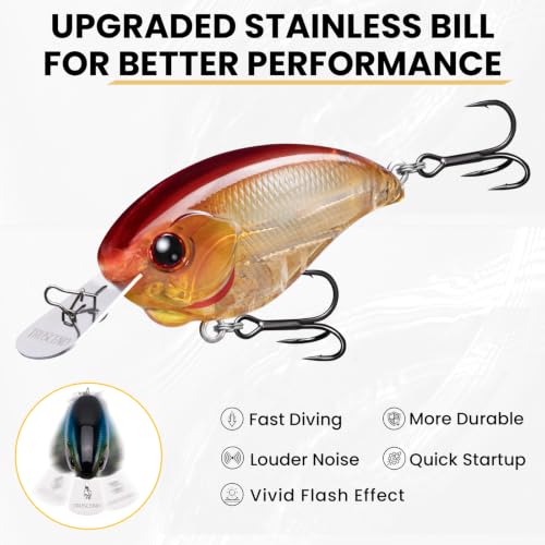 Image of TRUSCEND Easy Catch Crankbait with BKK Hooks, Shallow or Deep Diving Crank Bait Fishing Lures for Bass Pike Walleye, Unipue Wobble Design for More Bites, Vibe Lipless Crankbaits Freshwater Saltwater
