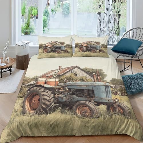 Parure de lit fermeture éclair résistante tracteur 3D