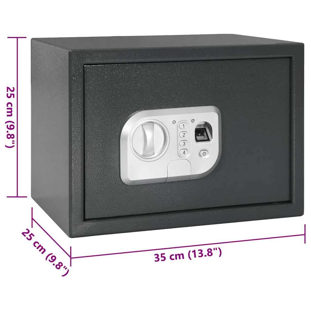 vidaXL Caja Fuerte Digital Gris Oscuro 35 x 25 x 25 cm Acero, Oficina Segura, Caja Fuerte Digital Compacta, Almacenamiento Sin Llave, Bóveda Biométrica de Acero Gris