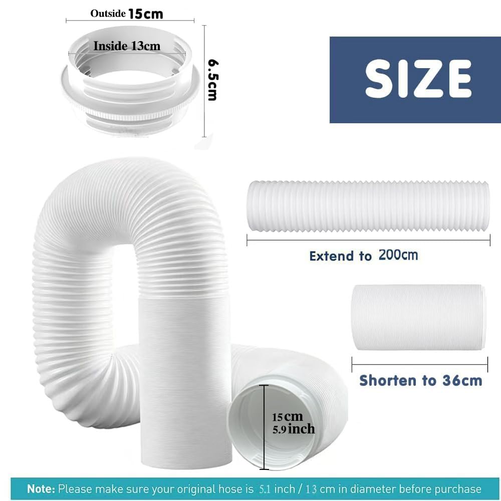 Abluftschlauch Klimagerät Verlängerung 2m, Schlauch für Klimagerät, Klimaanlage Abluftschlauch mit Adapter 130mm/150mm, Klimaanlage Verlängerungsschlauch, Klimaschlauch für Klimaanlage